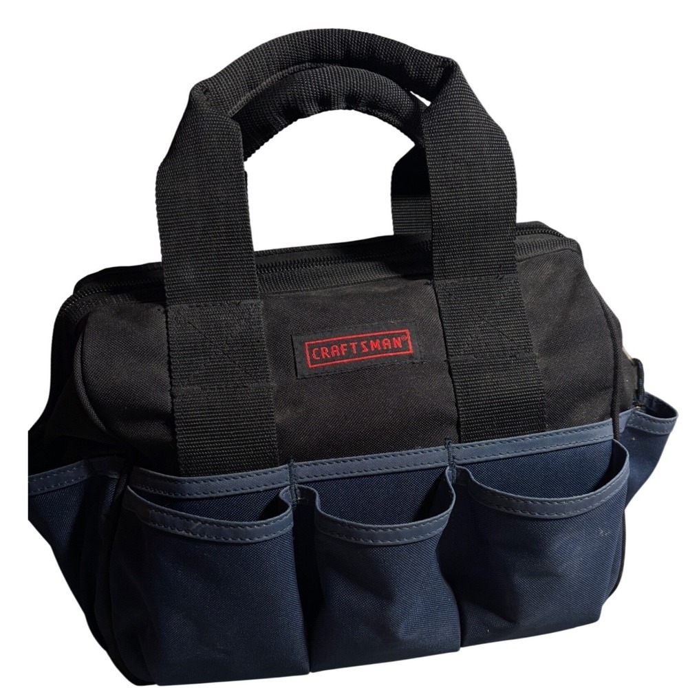 Craftsman Tool Canvas Multi Pocket Zippered Organizer Tote Utility Workwear